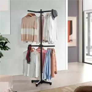 형 행거 튼튼한 트리플 철제 조립식 옷걸이 스탠드 바퀴없는 미니 [m3BCCAF]