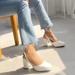 통굽 청키굽 여자 여성구두 슬링백힐Y 스트랩 베이직 각코 가보시  [mWEAA5D8]