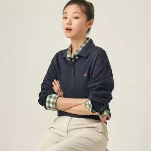 [백화점 정품] 빈폴 레이디스 면 혼방 긴소매 폴로 티셔츠 네이비 BF5841C01R