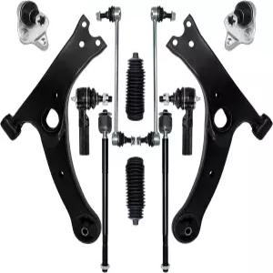 호크 브라더 컨트롤 암 12PCS 프론트 로어 서스펜션 키트 볼 조인트 스윙 바 링크 타이 로드 부트 벨로우즈
