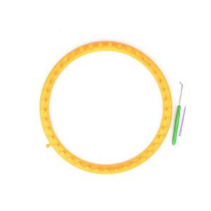 카칼로테 라운드 니트 베틀 세트, 후크 바늘과 크로셰가 포함된 공예 키트 도구, 플라스틱 퀵 베틀용 모자, 스카프 숄 양말 담요 등 (노란색-29cm)