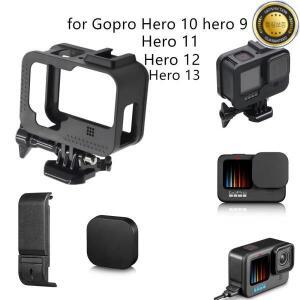 GoPro 10 9 블랙 프레임 케이스 렌즈 보호 캡 커버 Go Hero 용 배터리 사이드 13 12 11 카메라 액세서리