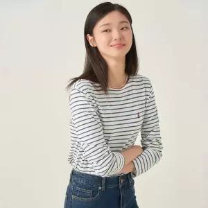 [백화점 정품] 빈폴 레이디스 [Essential] 스트라이프 긴소매 티셔츠 블루 (BF5741E03P)