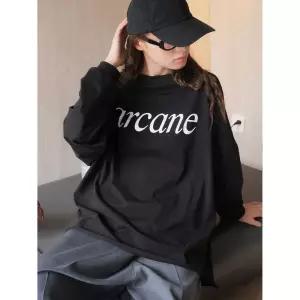 여성용 가을 캐주얼 프린트티 프린트 티셔츠 보송보송 루즈핏 슬림핏 상의 OP3