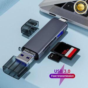 6in 1 USB 3.0 카드 리더기 SD TF 플래시 드라이브 OTG 어댑터(PC 유형 C용) 휴대전화용 마이크로 C 변환기
