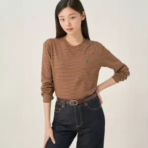 [백화점 정품] 빈폴 레이디스 멀티 스트라이프 세미 오버핏 티셔츠 브라운 (BF5741C03D)