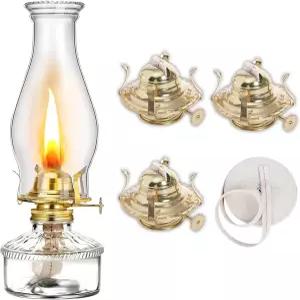 페이시파이 4팩 오일 램프 버너 황동 도금 부품 9.4피트 코튼 심지 2 교체 굴뚝 홀더 포함