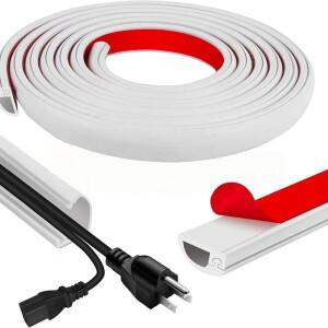 1개 2m×15mm 아크형 압출 방지 바닥 케이블 커버 자가 접착식 전원 연장선 배선 덕트 보호기 가정용 와이