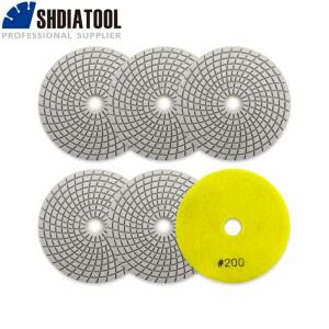 SHDIATOOL-6 개 200 125mm 다이아몬드 습식 연마 패드 5 인치  석재 화강암 대리석 화이트 본드 스톤 유연