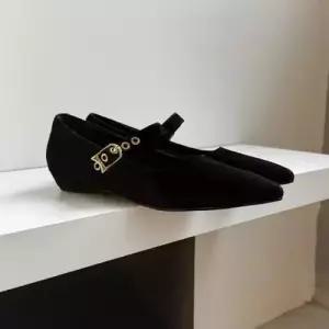 엘럽 여친 오피스룩 낮은 굽 스트랩힐 스트랩 플랫 메리제인 펌프스 리얼 스틸레토 슈즈 원템5