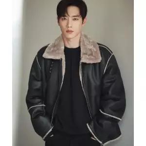 DRAW FIT [서강준 PICK]오버사이즈 스웨이드 라인 무스탕 자켓 [BLACK]