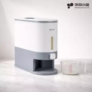 [키친아트][eTVws]키친아트 계량 쌀 보관통 냉장고 보관함 보관용기 잡곡통 원터치 10kg 쌀통 KR-KG10..