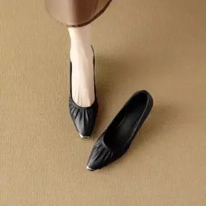 엘럽 빈티지 여성용 발에 하이힐 프렌치 리얼 가죽 실버 힐로 스틸레토 가지 않음 무리가 원템5