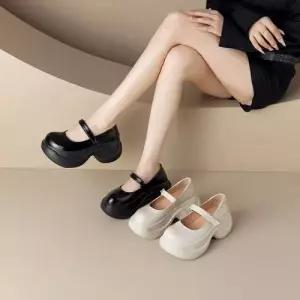 엘럽 여성용 단화 통굽 힐 하이힐 슈즈 가죽 리얼 메리제인 원템5