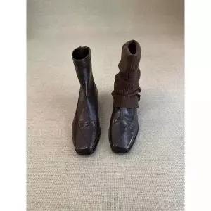 여성용 빈티지 슬림 뒷지퍼 워커힐 스판 워커 부츠 슬림핏 버전 앵클 오피스룩통굽 소가죽 OP5