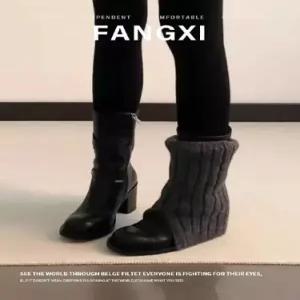 여자 빈티지 워커힐 통굽 버전 부츠 슬림 라운드넥 앵클 버클 옆지퍼 소가죽 OP5