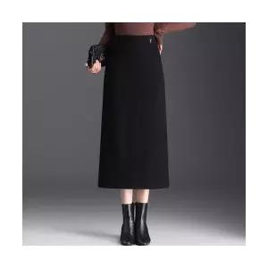 스커트 여자 롱 오피스룩 가을 H라인 일자 트임 힙업 원턱 KS3