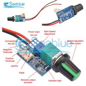 DC12V PWM 수동 4 선식 팬 전기 장비 노브 스위치가 있는 속도 소음 컨트롤러 거버너 모듈