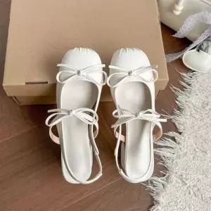 엘럽 여성 프렌치 메리제인 단화 힐 실버 플리츠 샌들 통굽 백 박템5