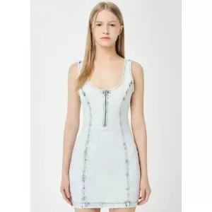 게스 GUESS GO L톤 하프집업 슬리브리스 데님 원피스 YN2D7730 398023