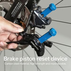 자전거 브레이크 내구성 있는 강스틸 패드 스프레더 도구 360 ° 회전식 오일 디스크 피스톤 리셋 유압 캘