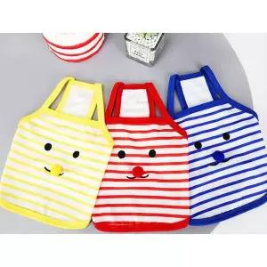 [콩심팥심]스트라이프 눈코입 귀여운 강아지 나시 티셔츠 의류