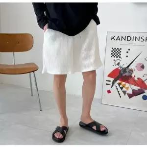 남자 여름 차이블 플리츠 반바지 허리밴딩 바캉스룩 플리츠바지 여름바지 여름반바지