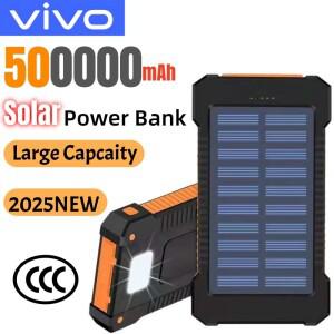 태양광 파워뱅크 500000mAh 초대용량 초고속 충전 휴대용 모바일 파워 플래시라이트 외장 배터리
