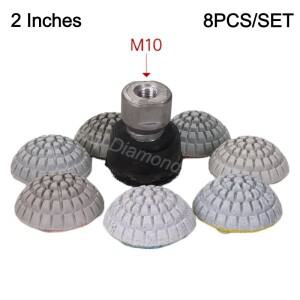 8피스 2인치 연마용 볼록 디스크 다이아몬드 폴리싱 패드 M10 백커 포함 대리석 화강암 석영 곡면