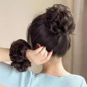 곱창밴드 인모 올림머리 가발 파마머리 브라운