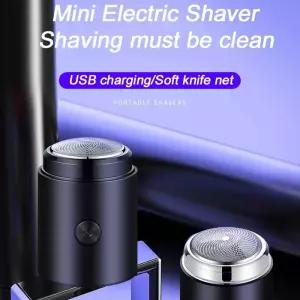 전동 전기 면도기 탈착식 헤드 선물 강력한 습식 건식 사용 무선 미니 자동차 여행용 휴대용 [호환]