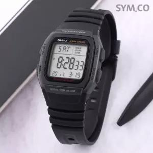 카시오 W-96H-1B 군인 군용 스퀘어 듀얼타임 스포츠 남자 우레탄 시계 d3