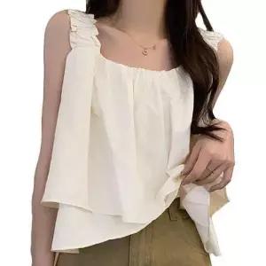 [SBD] 프릴나시 A라인 크롭 여성 블라우스 여름 민소매