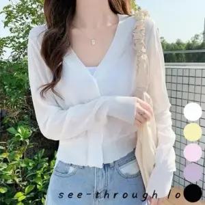 [SBD] 얇은 여자 시스루 가디건 브이넥 여름 에어컨 추울때
