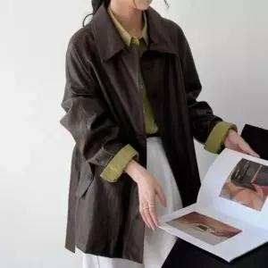 [SBD] 자켓 2컬러 벨트 아우터 가을 라이더자켓 간절기 여자 우아한 가죽 숏