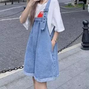 [SBD] 반바지 데님 점프수트 멜빵팬츠 통바지 와이드 멜빵 썸머 여성