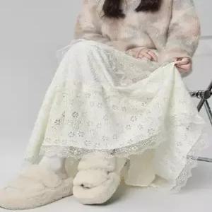 몰도 스커트 여성용 롱 레이스 A라인 캉캉 쉬폰 반치마 발레리노 젠1