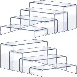 아크릴 라이저 8개 ？ 향수 정리함 피규어 보석 디저트 테이블 및 컵케이크용 투명 직사각형 디스플레이