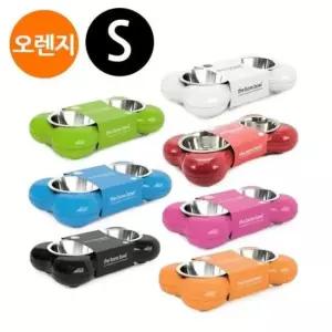 [반려] 패션쌍식기 오렌지 애완용 식기 뼈다귀 hing Small