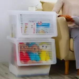 [생활] 장난감 2개 슬라이드 정리함 핑크 의류 보관함 55L