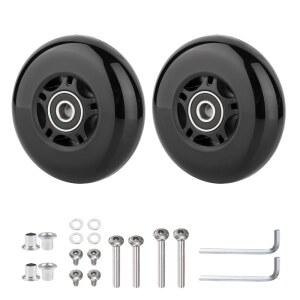 볼트랙 범용 수하물 교체 휠 64x24mm - ABEC-9 608-2RS 베어링이 장착된 사일런트 PU 캐스터, 6mm 액슬 및 와셔 포함, 인라인 휠용 헤비 듀티 여행 가방 수리