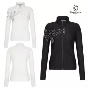 [하프클럽/기타]까스텔바작 골프 여성 스트레치 냉감 레터링 집업 긴팔 여