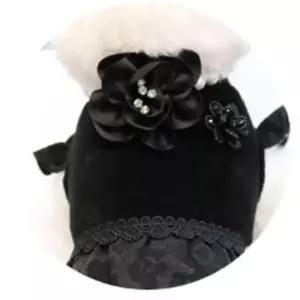 [반려] 블랙 패션 목걸이 강아지 코사지 1P 진주 액세서리 M