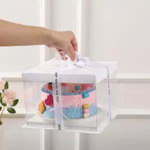 기념일 케이크상자 대형 포장박스 베이킹 생일용 투명 케이스 리본 떡케이크