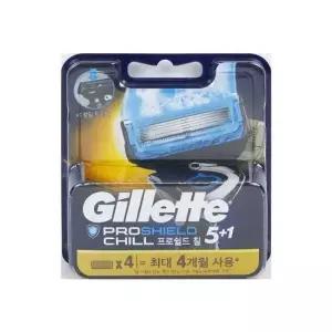 질레트 프로쉴드 칠 5+1중날 면도날 4개 남자 수염 면도 잔털