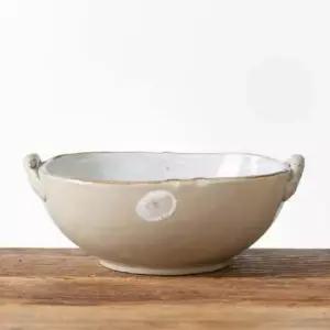 이천도자기 미색꽃 넓은 찜기 그릇 소 16cm 도자기 면기