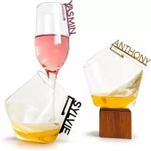 이니셜 웨딩 드링크 태그 커스텀 잔 매력 개인 맞춤 이름 신부 신랑 와인 토퍼 미스터 앤 미시즈 모노그램