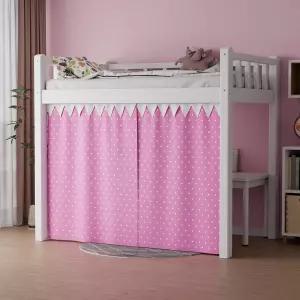 V보리 로프트 침대 커튼 10대 를 위한 프라이버시 바텀 이층 커스터마이징 블록아웃 통기성 캐노피 핑크 닷