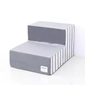 [반려] 2단 계단 그루브 1P 스트라이프그레이 강아지 스텝