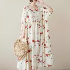 여성 플라워 주머니 원피스 빅사이즈 플레어 오버핏